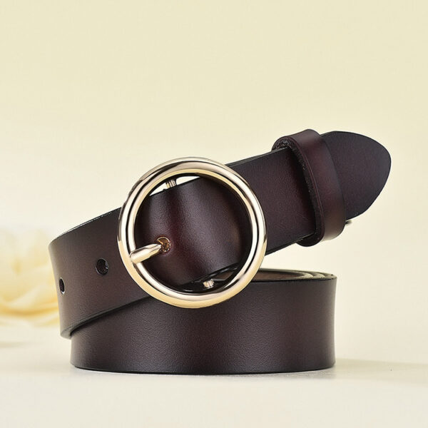 Women's Leather Belt All Match Round Buckle - Image 3