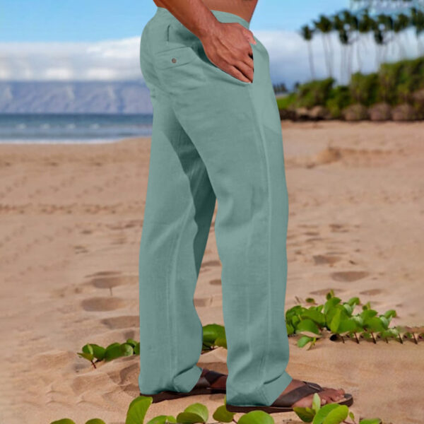 Men's Trousers Beach Drawstring Elastic Waist Straight Leg Outdoor Leisure - Image 7