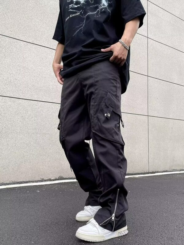 Retro Loose Multi-pocket Wide-leg Overalls - Image 7
