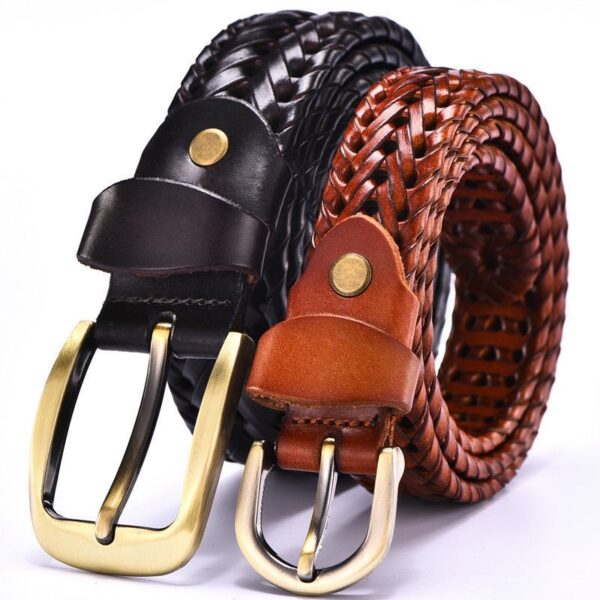 Leather Pin Buckle Handmade Couple's Pant Trendy Casual Belt - Image 4