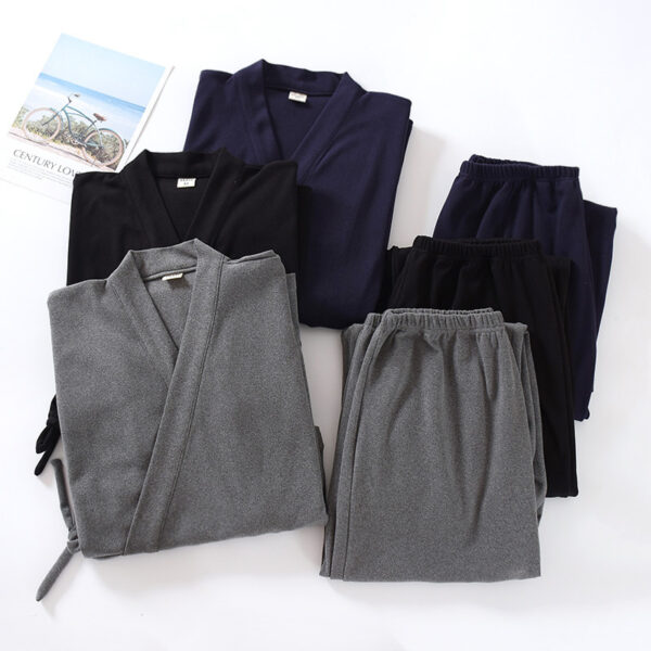 Japanese Style Muji Men's Kimono Pajamas Thickened Warm - Image 2