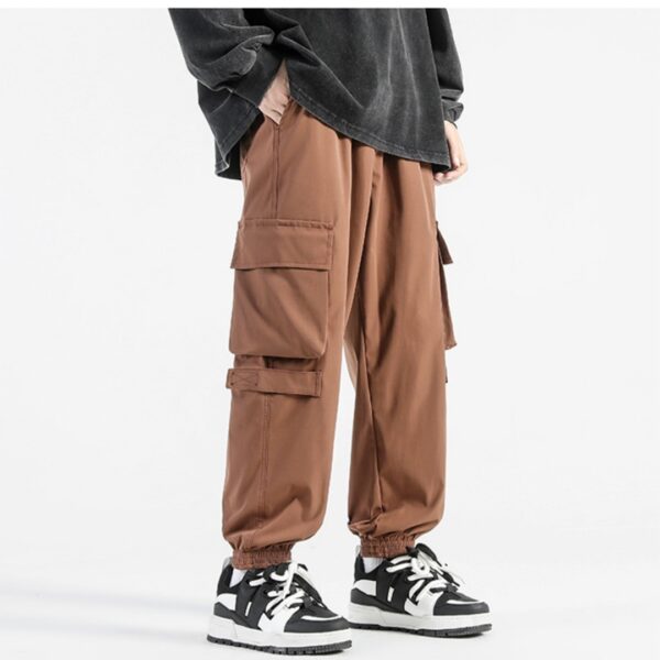 Rope Workwear With Pocket Loose Wide Leg Ankle Banded Pants - Image 6