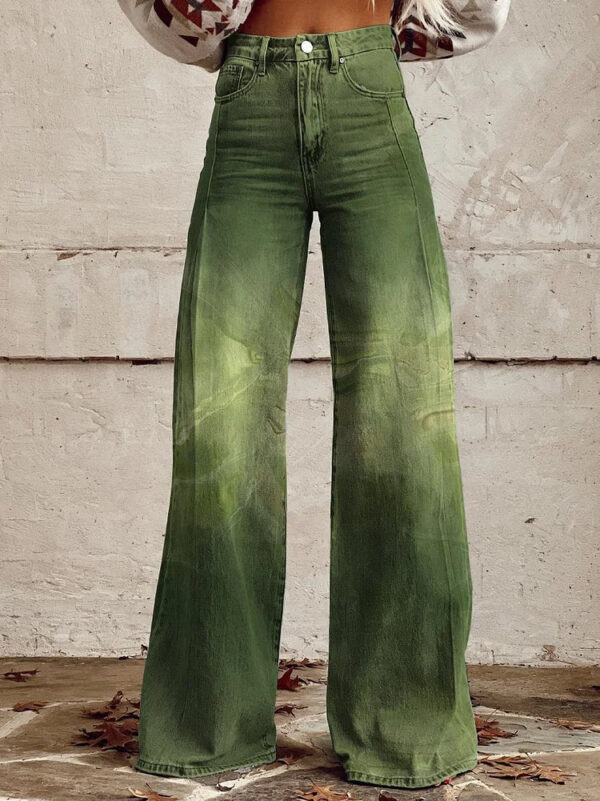 Plus Size Women's Casual Thin Wide Leg Imitation Jeans - Image 5