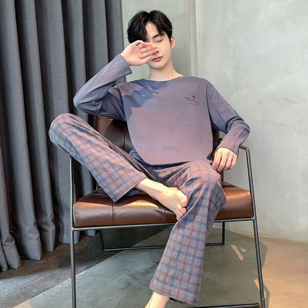Men's Long Sleeve Cotton Simple Loose Plus Size Pajamas - Image 3