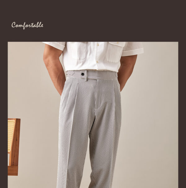 Lightweight And Breathable Foam Gauze Striped Casual Trousers - Image 2
