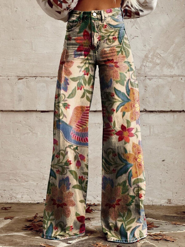Plus Size Women's Casual Thin Wide Leg Imitation Jeans - Image 3