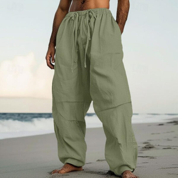 Beach Straight-leg Pants Plain Color Comfortable Daily Street