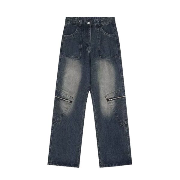 High Street Yellow Mud Dyed Denim Trousers Trendy Retro - Image 7