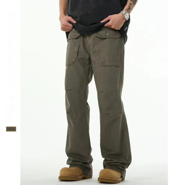 Men's Basic All-matching Trendy Gray-green Overalls Casual Loose Trousers - Image 3