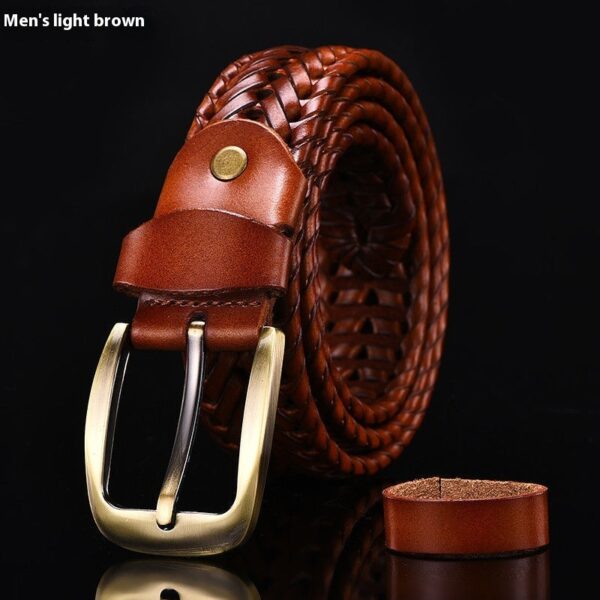 Leather Pin Buckle Handmade Couple's Pant Trendy Casual Belt - Image 5