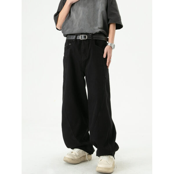 National Fashion Retro Loose Denim Cargo Pants Wide Leg Trousers - Image 2
