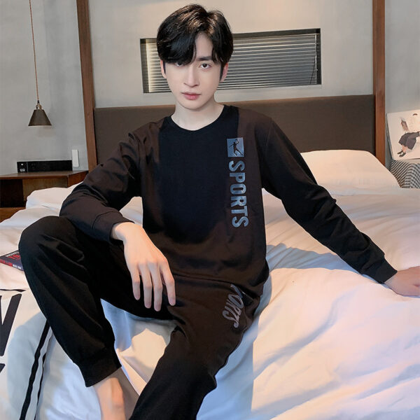 Men's Long Sleeve Cotton Simple Loose Plus Size Pajamas - Image 7