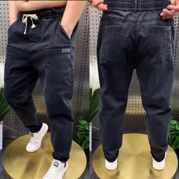 Spring Plus Size Loose Straight Casual Pants Solid Color Denim Trousers - Image 2