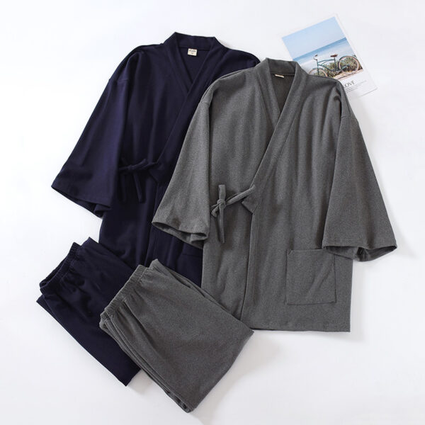 Japanese Style Muji Men's Kimono Pajamas Thickened Warm - Image 3