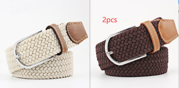 Women's Canvas Belt Student Pants Casual Stretch Braided Needle Buckle - Image 3