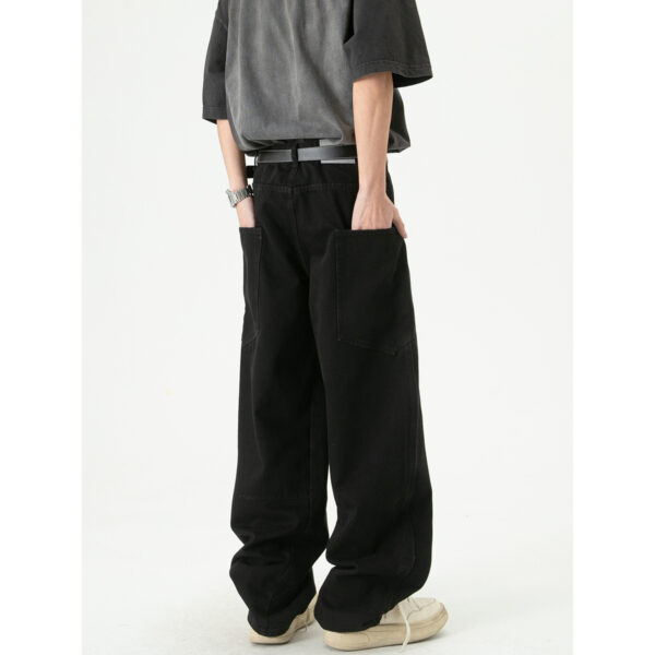National Fashion Retro Loose Denim Cargo Pants Wide Leg Trousers - Image 5