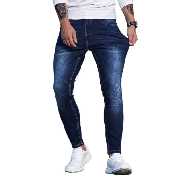 Men's Blue Stretch Skinny Denim Pants - Image 5