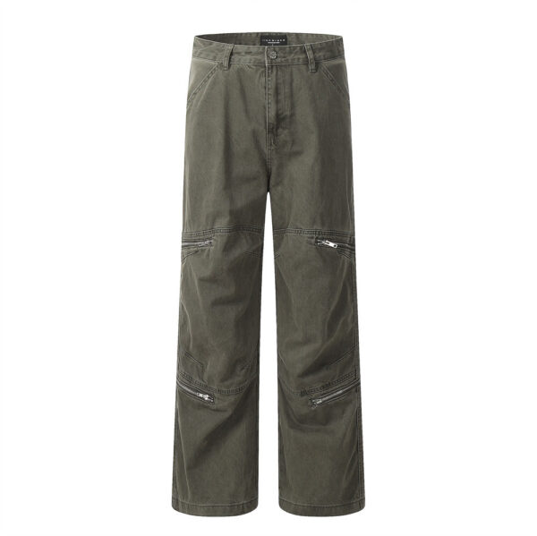 Cargo Jeans Men's Pocket Loose Zip Straight-leg Trousers - Image 5