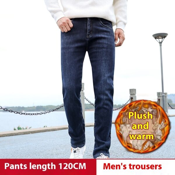 High Waist Loose Straight Stretch Lambswool Warm Thickened Pants - Image 2