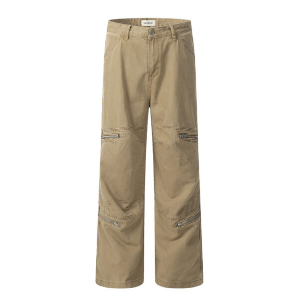 Cargo Jeans Men's Pocket Loose Zip Straight-leg Trousers - Image 2