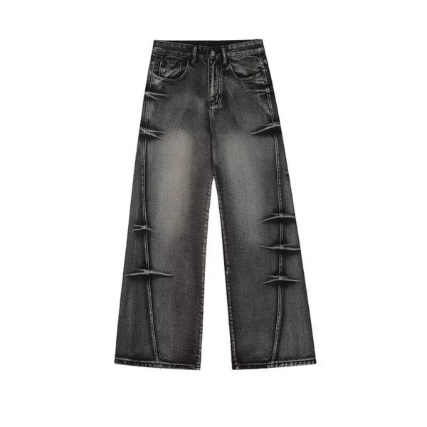 Washed Worn Jeans Men's Loose - Image 2