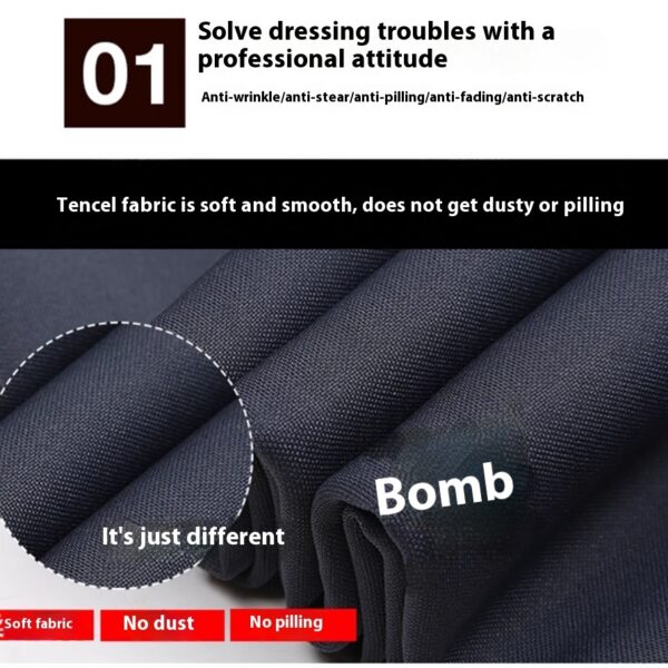 Men's Casual Trousers Elastic Non-ironing Loose Straight Suit Pants - Image 3