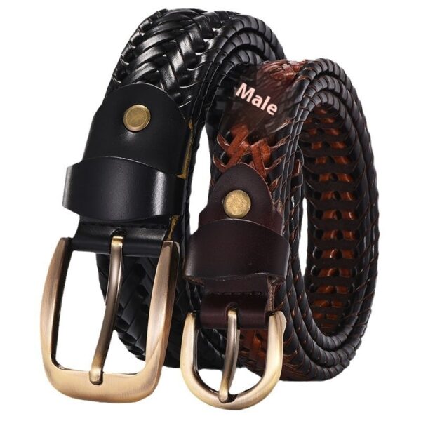 Leather Pin Buckle Handmade Couple's Pant Trendy Casual Belt - Image 8