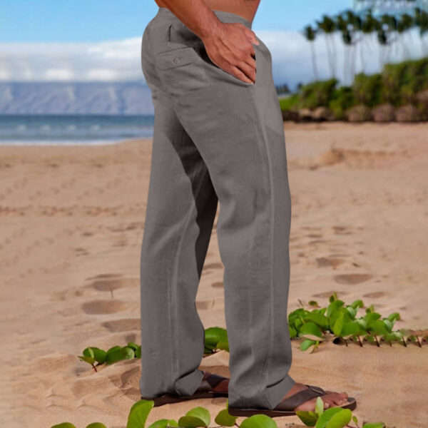 Men's Trousers Beach Drawstring Elastic Waist Straight Leg Outdoor Leisure - Image 5