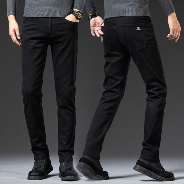 Slim Fit Elastic Straight Jeans For Men - Image 4