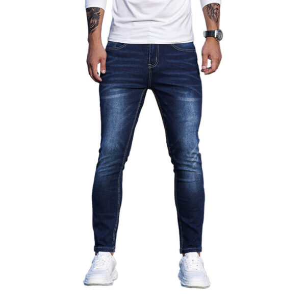 Men's Blue Stretch Skinny Denim Pants - Image 4