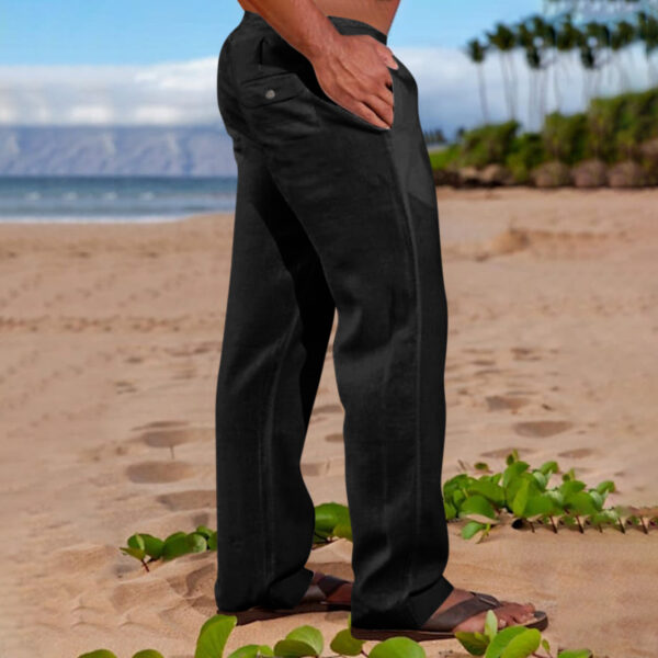 Men's Trousers Beach Drawstring Elastic Waist Straight Leg Outdoor Leisure - Image 9