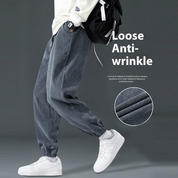 Men's Corduroy Leisure Tappered Loose Track Pants - Image 4