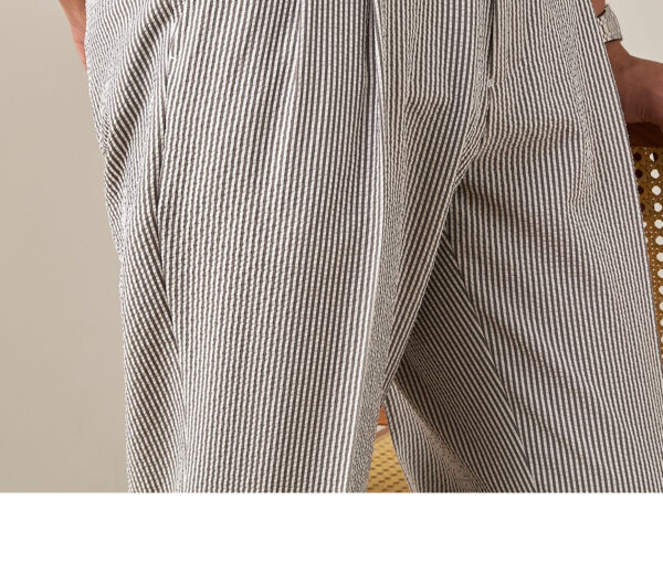Lightweight And Breathable Foam Gauze Striped Casual Trousers - Image 3