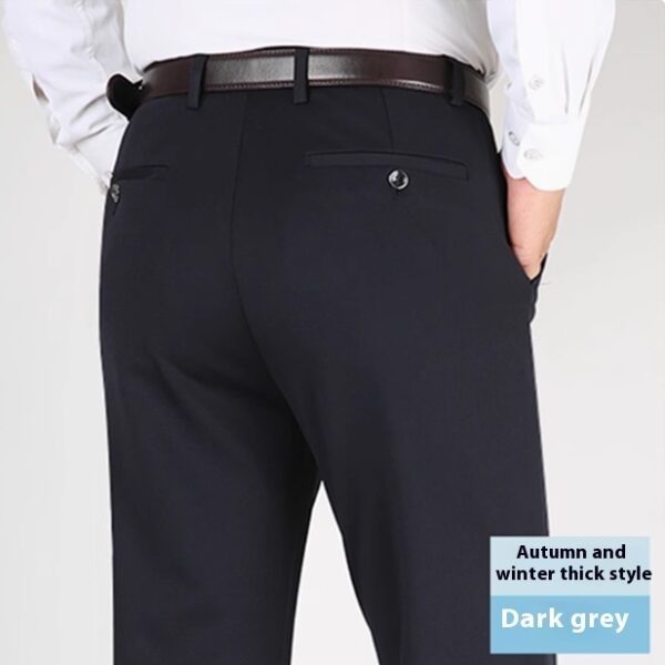 Men's Casual Trousers Elastic Non-ironing Loose Straight Suit Pants - Image 10