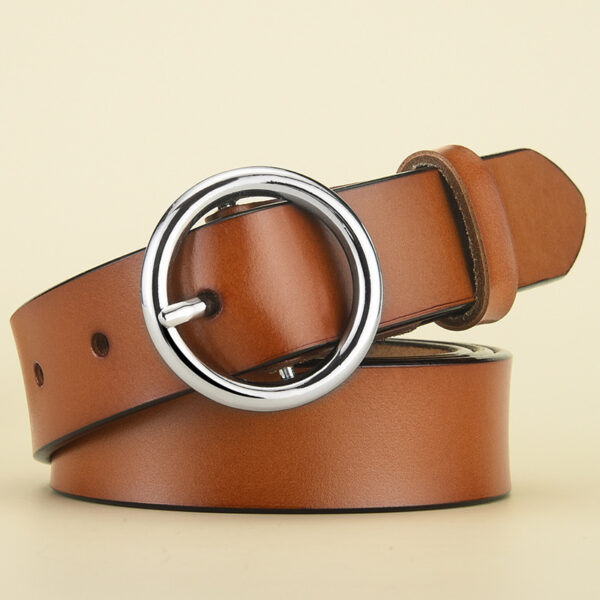 Women's Leather Belt All Match Round Buckle - Image 10