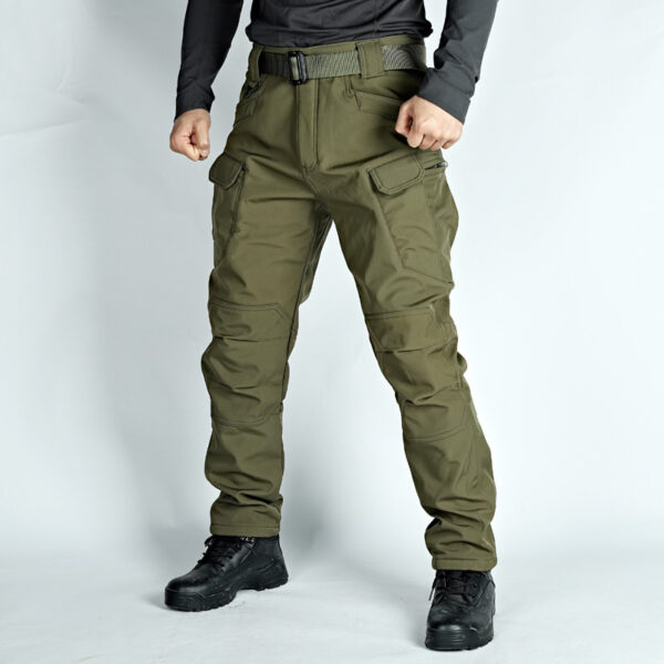 Winter Tactical Pants Men's Fleece-lined Waterproof Shark Skin Soft Shell Tactical Pants - Image 6