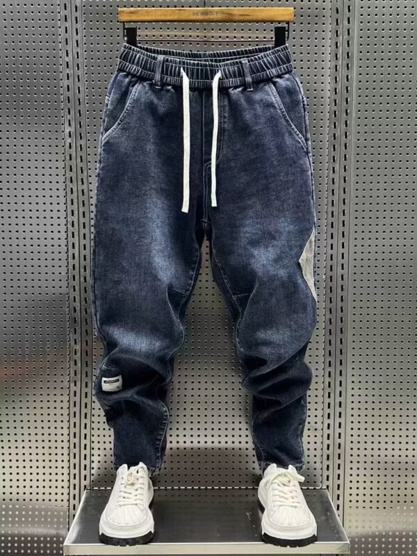 Fleece Padded Jeans Washed Loose Elastic - Image 5