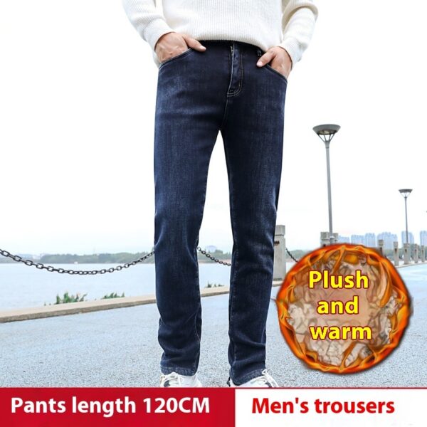 High Waist Loose Straight Stretch Lambswool Warm Thickened Pants - Image 4