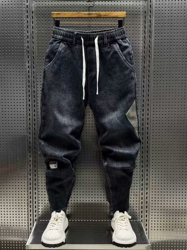 Fleece Padded Jeans Washed Loose Elastic - Image 3