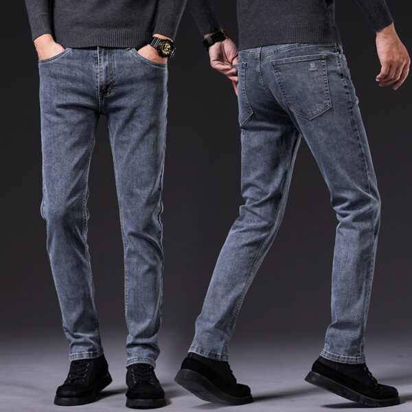 Slim Fit Elastic Straight Jeans For Men - Image 9