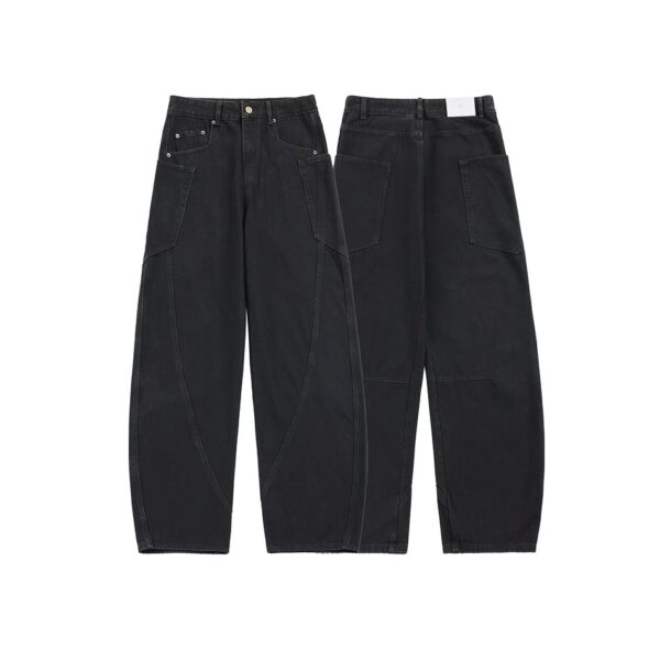 National Fashion Retro Loose Denim Cargo Pants Wide Leg Trousers - Image 6