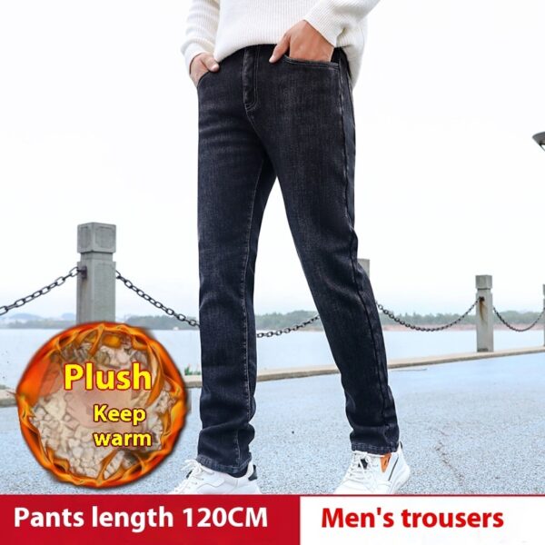 High Waist Loose Straight Stretch Lambswool Warm Thickened Pants - Image 7