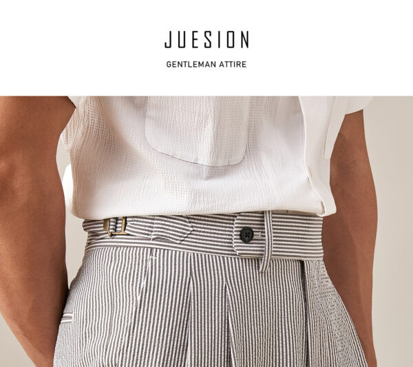 Lightweight And Breathable Foam Gauze Striped Casual Trousers - Image 4