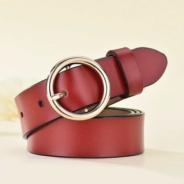 Women's Leather Belt All Match Round Buckle - Image 7