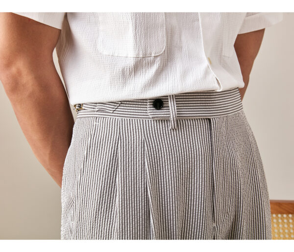 Lightweight And Breathable Foam Gauze Striped Casual Trousers - Image 6