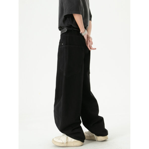 National Fashion Retro Loose Denim Cargo Pants Wide Leg Trousers - Image 4