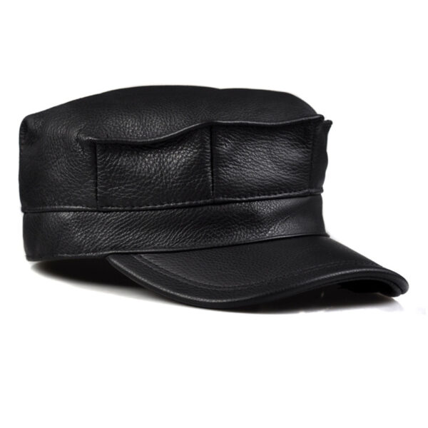 Autumn And Winter Men's Genuine Leather Octagonal Cap - Image 3
