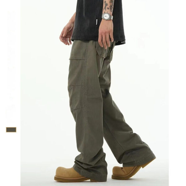 Men's Basic All-matching Trendy Gray-green Overalls Casual Loose Trousers - Image 4