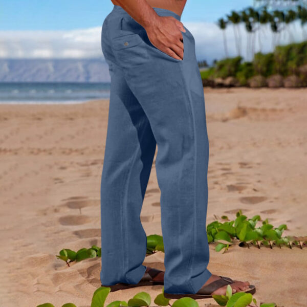 Men's Trousers Beach Drawstring Elastic Waist Straight Leg Outdoor Leisure - Image 8