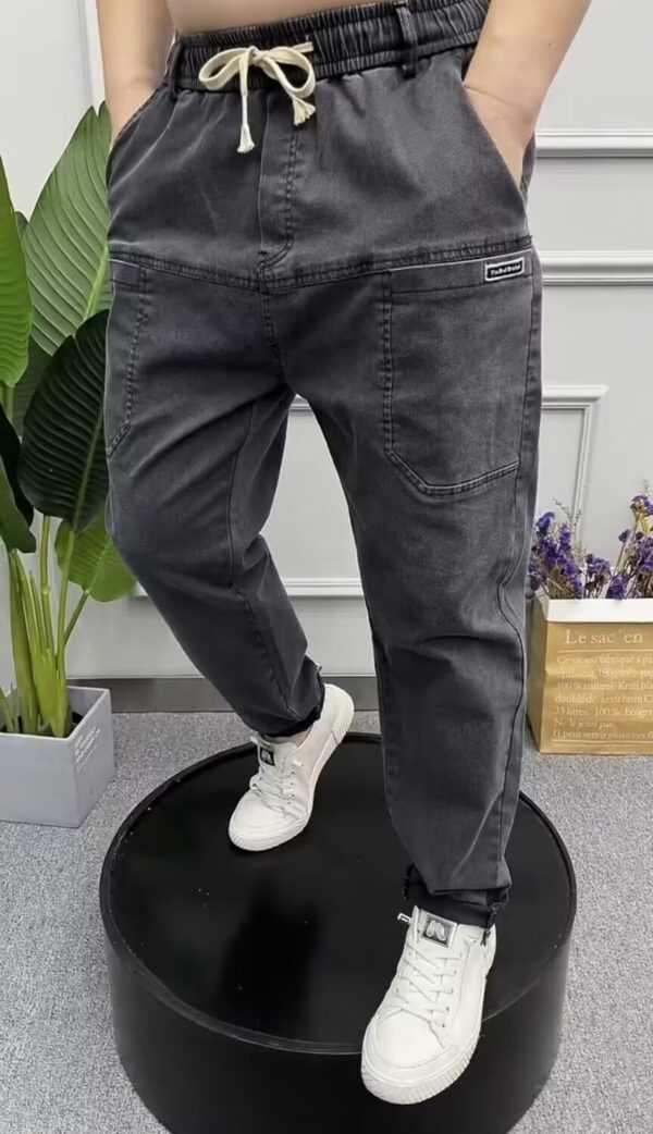 Spring Plus Size Loose Straight Casual Pants Solid Color Denim Trousers - Image 5
